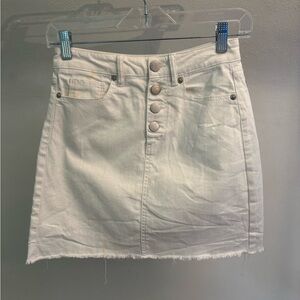LOFT Outlet White Denim Button-Front Mini Skirt